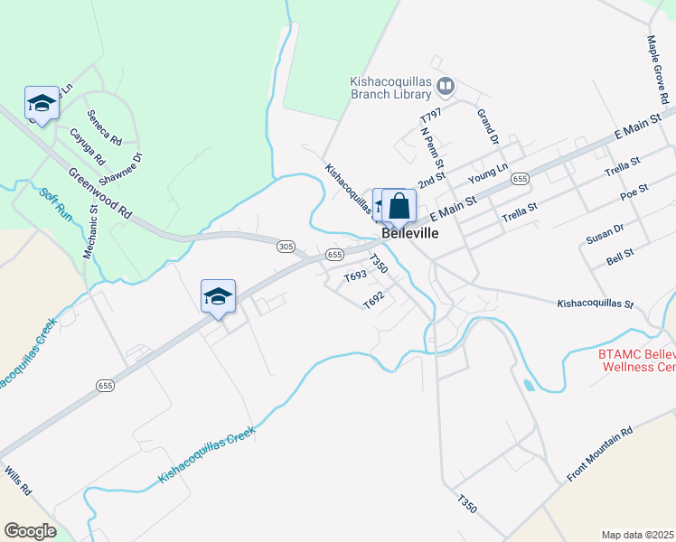 map of restaurants, bars, coffee shops, grocery stores, and more near 14 Confer Street in Belleville