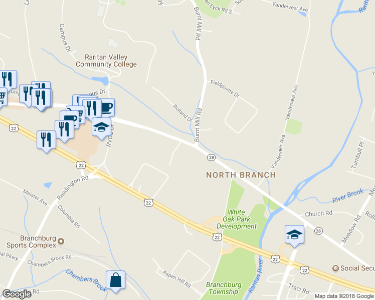 map of restaurants, bars, coffee shops, grocery stores, and more near 1100 New Jersey 28 in Somerville