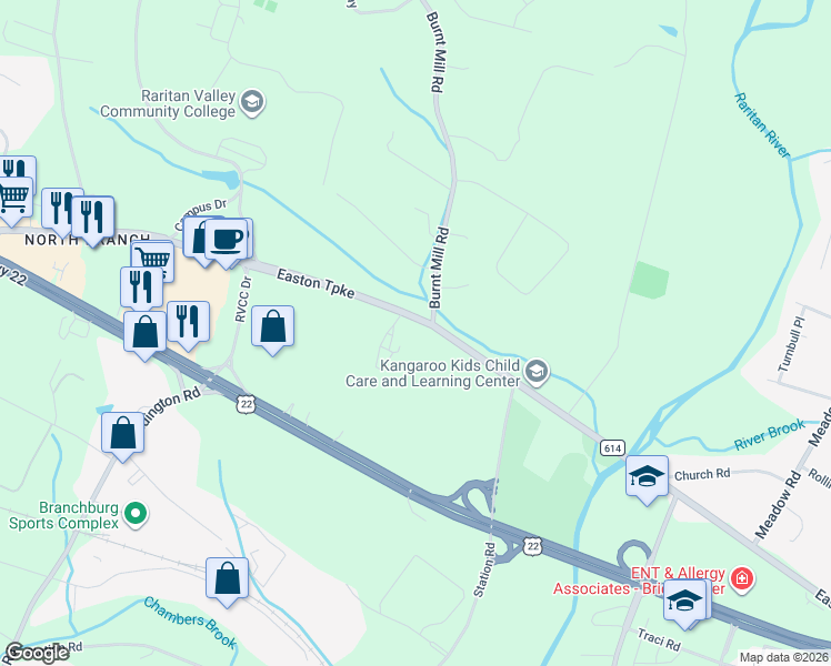 map of restaurants, bars, coffee shops, grocery stores, and more near 1100 New Jersey 28 in Somerville