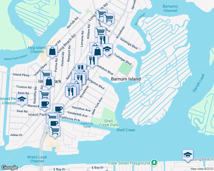 map of restaurants, bars, coffee shops, grocery stores, and more near in Island Park