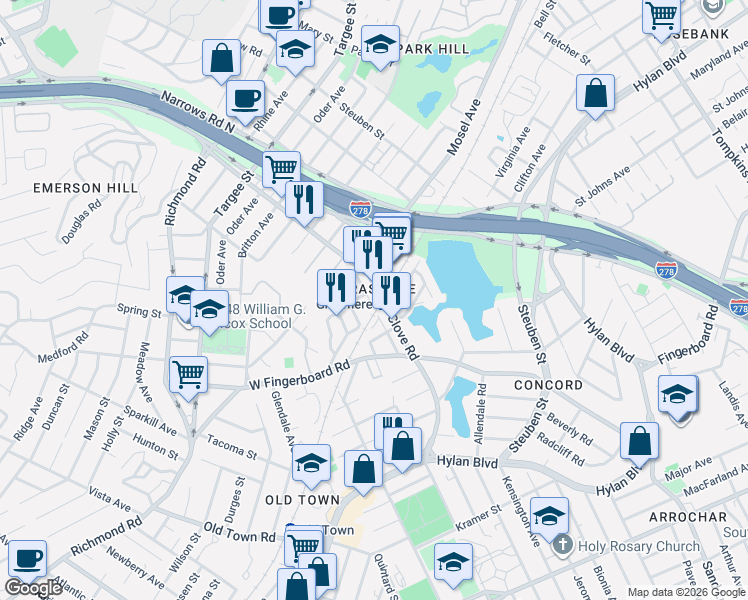 map of restaurants, bars, coffee shops, grocery stores, and more near in Staten Island