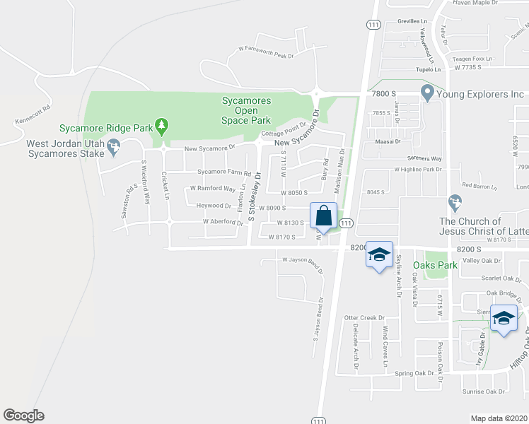 map of restaurants, bars, coffee shops, grocery stores, and more near 7159 West 8090 South in West Jordan