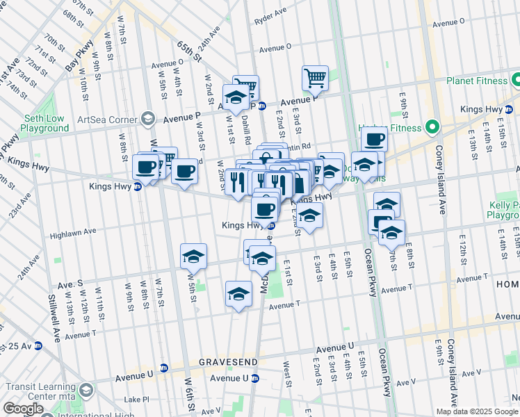 map of restaurants, bars, coffee shops, grocery stores, and more near 472 Kings Highway in Brooklyn