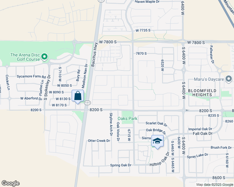 map of restaurants, bars, coffee shops, grocery stores, and more near 6784 West 8070 South in West Jordan