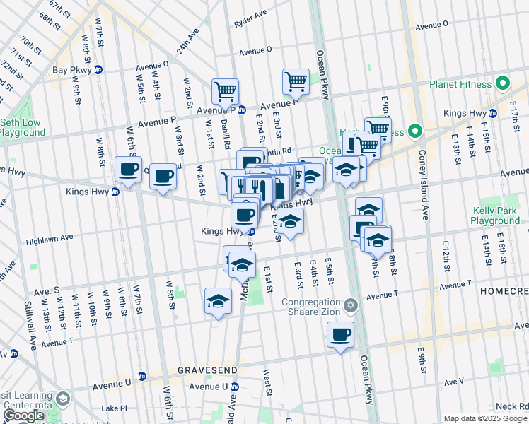 map of restaurants, bars, coffee shops, grocery stores, and more near 33 Billings Place in Brooklyn