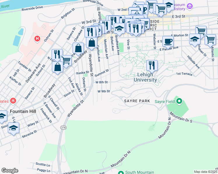 map of restaurants, bars, coffee shops, grocery stores, and more near 826 Montclair Avenue in Bethlehem