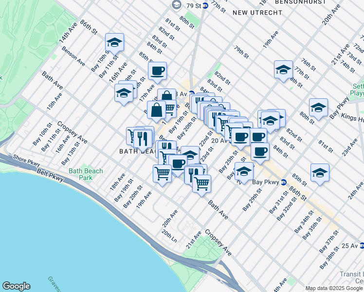 map of restaurants, bars, coffee shops, grocery stores, and more near 165 Erasmus Street in Brooklyn