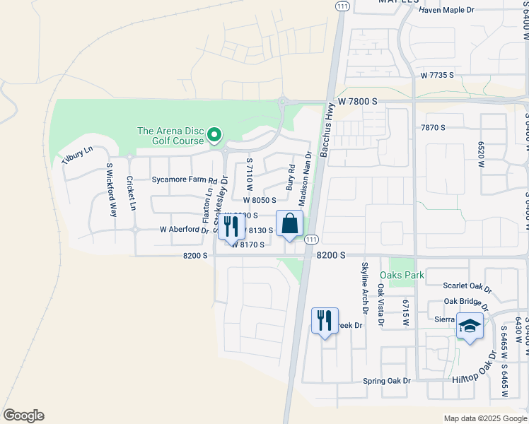 map of restaurants, bars, coffee shops, grocery stores, and more near 7056 West 8060 South in West Jordan