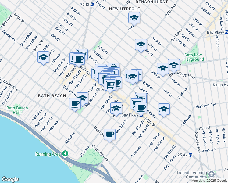 map of restaurants, bars, coffee shops, grocery stores, and more near in Brooklyn