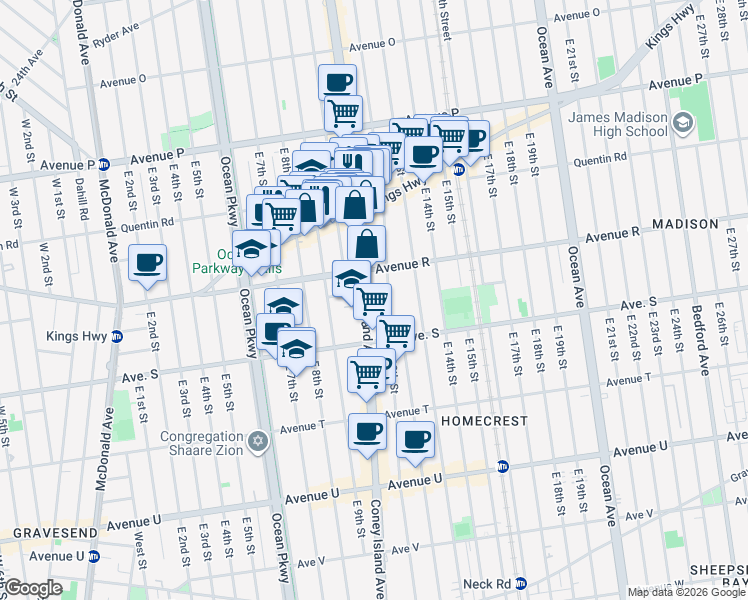 map of restaurants, bars, coffee shops, grocery stores, and more near in Brooklyn