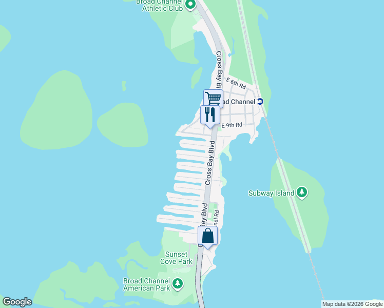 map of restaurants, bars, coffee shops, grocery stores, and more near 22 West 11th Road in Queens