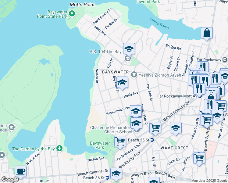 map of restaurants, bars, coffee shops, grocery stores, and more near 29-09 Coldspring Road in Queens