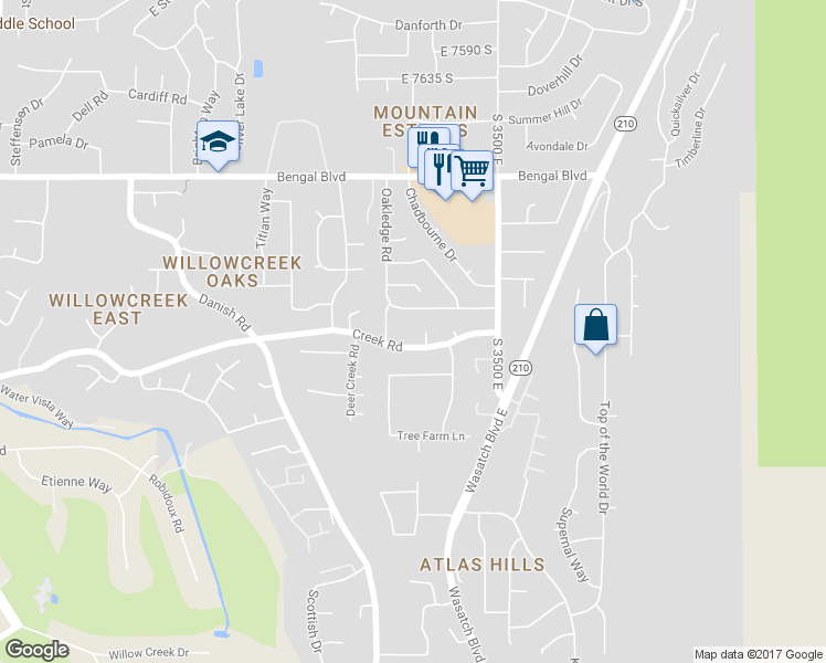 map of restaurants, bars, coffee shops, grocery stores, and more near 8056 Over Hill Circle in Cottonwood Heights