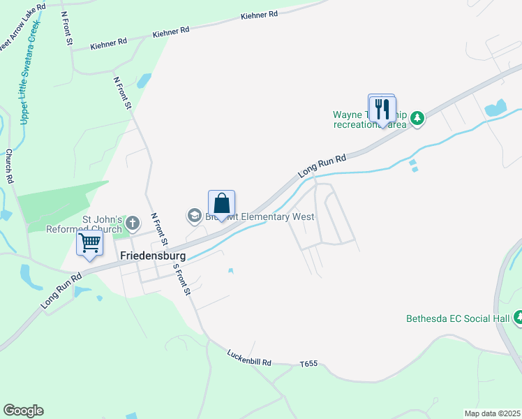 map of restaurants, bars, coffee shops, grocery stores, and more near 1416 Long Run Road in Schuylkill Haven