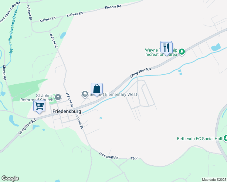 map of restaurants, bars, coffee shops, grocery stores, and more near 1418 Long Run Road in Schuylkill Haven
