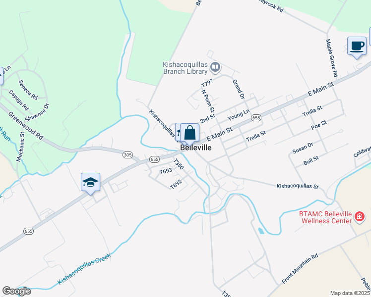 map of restaurants, bars, coffee shops, grocery stores, and more near in Belleville