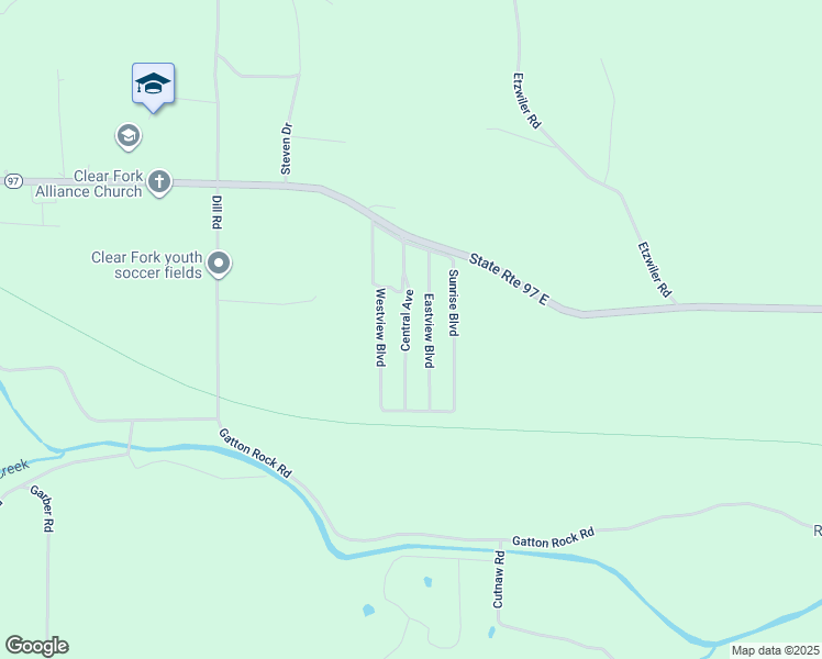 map of restaurants, bars, coffee shops, grocery stores, and more near Central Avenue in Bellville