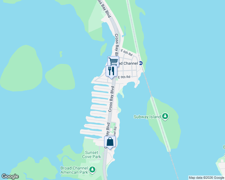 map of restaurants, bars, coffee shops, grocery stores, and more near 10-24 Cross Bay Boulevard in Queens