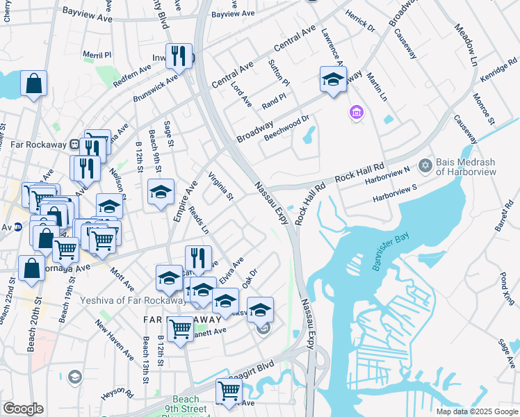 map of restaurants, bars, coffee shops, grocery stores, and more near 1 CedarLawn Avenue in Lawrence