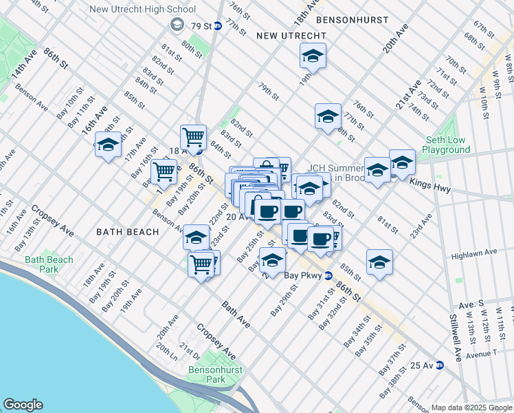 map of restaurants, bars, coffee shops, grocery stores, and more near in Brooklyn