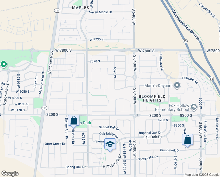 map of restaurants, bars, coffee shops, grocery stores, and more near 8043 South Ambrosia Lane in West Jordan