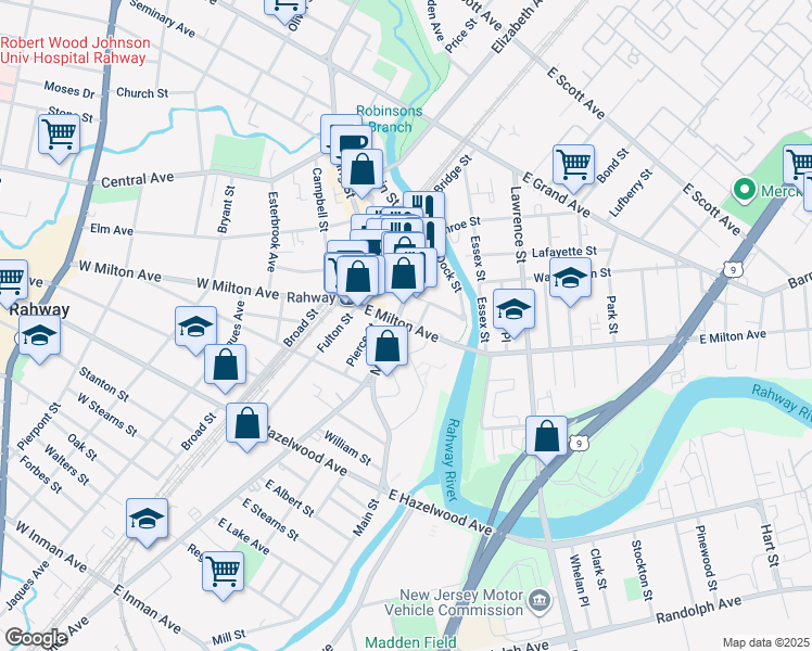 map of restaurants, bars, coffee shops, grocery stores, and more near in Rahway