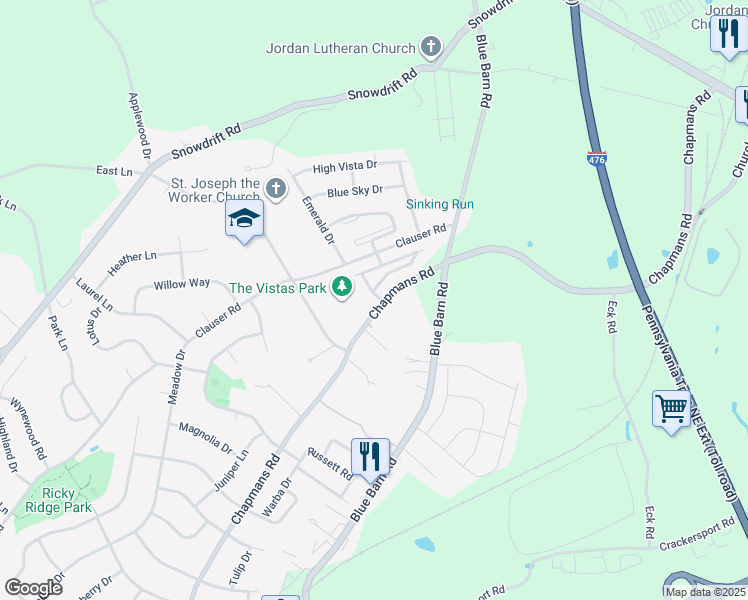map of restaurants, bars, coffee shops, grocery stores, and more near 5291 Chandler Way in Lehigh County
