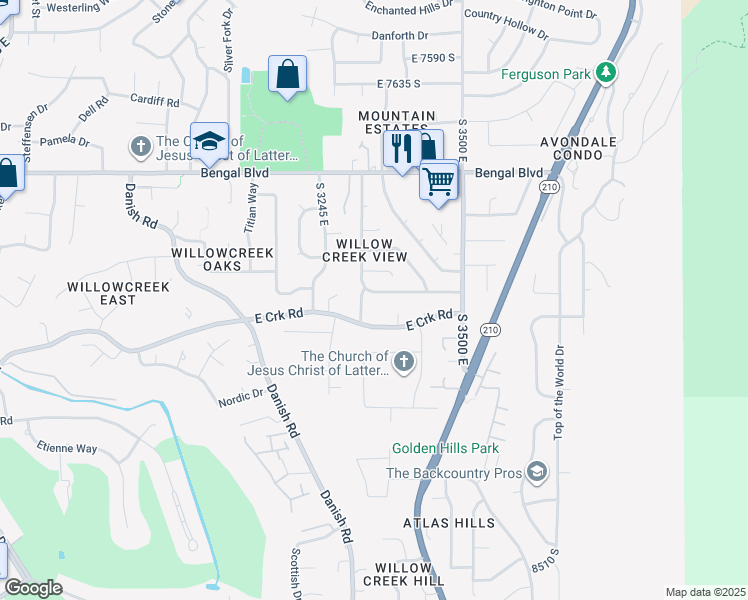 map of restaurants, bars, coffee shops, grocery stores, and more near 8056 Over Hill Circle in Cottonwood Heights