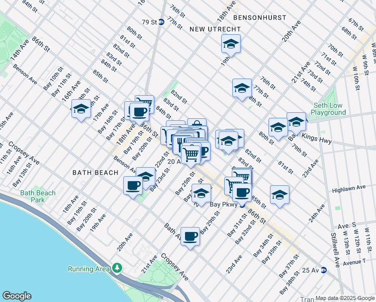 map of restaurants, bars, coffee shops, grocery stores, and more near in Brooklyn