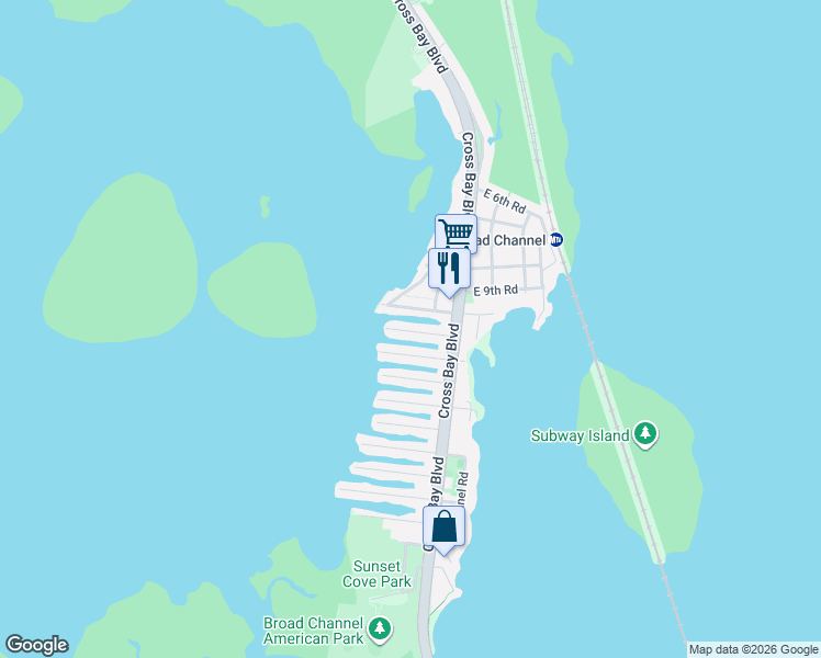 map of restaurants, bars, coffee shops, grocery stores, and more near 22 West 11th Road in Queens