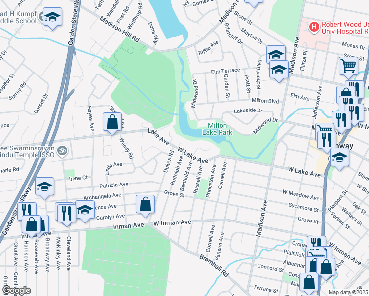 map of restaurants, bars, coffee shops, grocery stores, and more near 371 Rudolph Avenue in Rahway