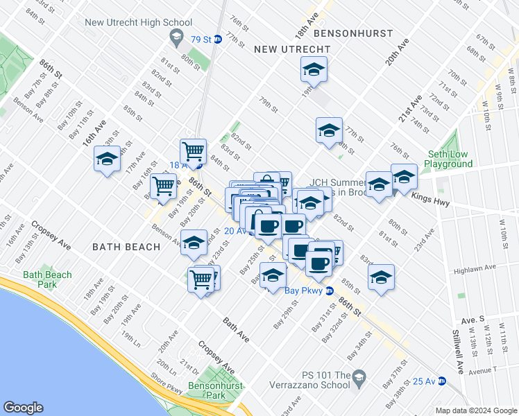 map of restaurants, bars, coffee shops, grocery stores, and more near in Brooklyn