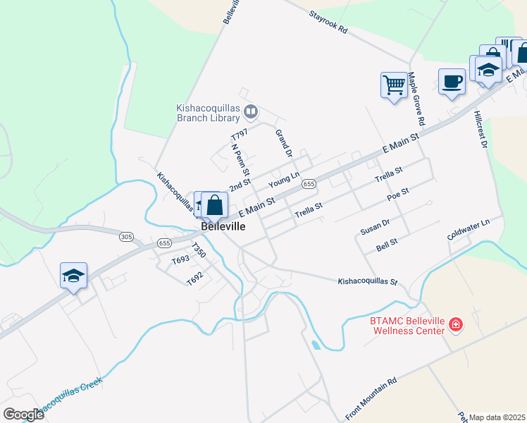 map of restaurants, bars, coffee shops, grocery stores, and more near 4056 East Main Street in Belleville