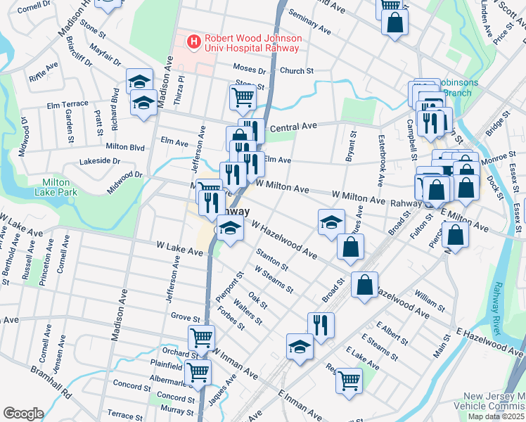 map of restaurants, bars, coffee shops, grocery stores, and more near 1048 Pierpont Street in Rahway