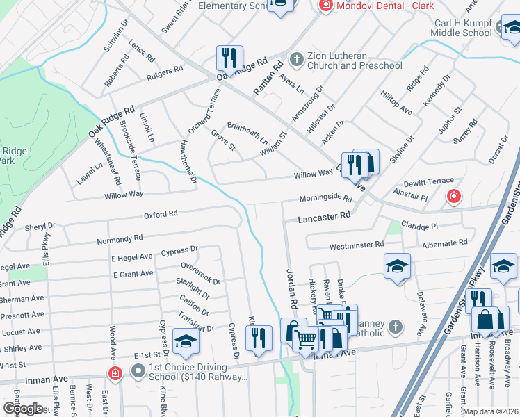 map of restaurants, bars, coffee shops, grocery stores, and more near 128 Morningside Road in Woodbridge Township