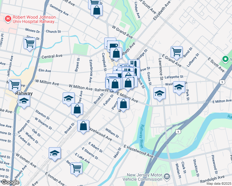 map of restaurants, bars, coffee shops, grocery stores, and more near in Rahway