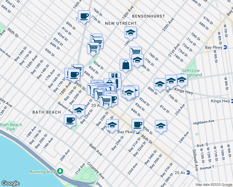 map of restaurants, bars, coffee shops, grocery stores, and more near in Brooklyn