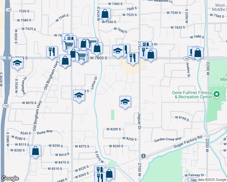 map of restaurants, bars, coffee shops, grocery stores, and more near 8030 South 2940 West in West Jordan