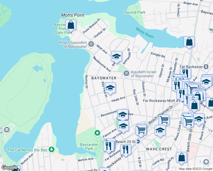 map of restaurants, bars, coffee shops, grocery stores, and more near in Queens