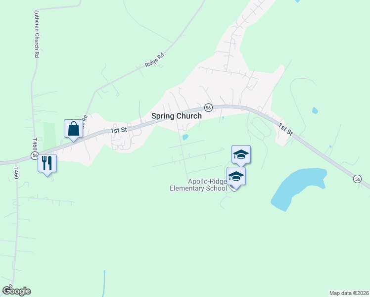 map of restaurants, bars, coffee shops, grocery stores, and more near 27 Clark Avenue in Spring Church