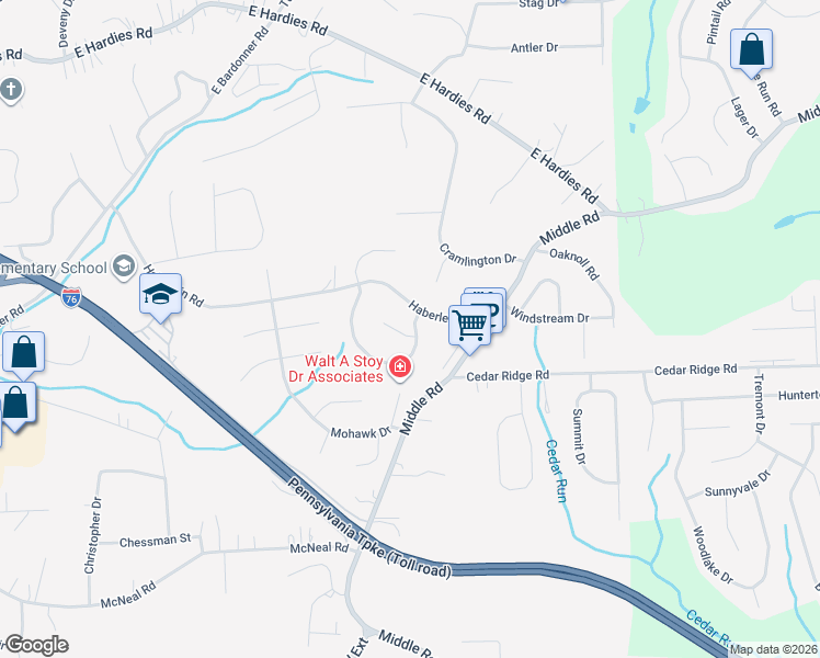 map of restaurants, bars, coffee shops, grocery stores, and more near 3179 Haberlein Road in Gibsonia