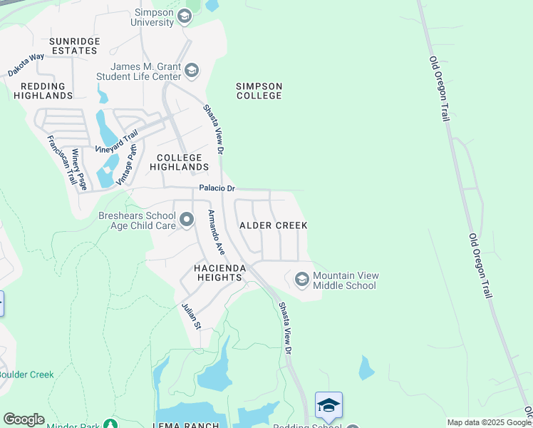map of restaurants, bars, coffee shops, grocery stores, and more near 513 Centavo Way in Redding