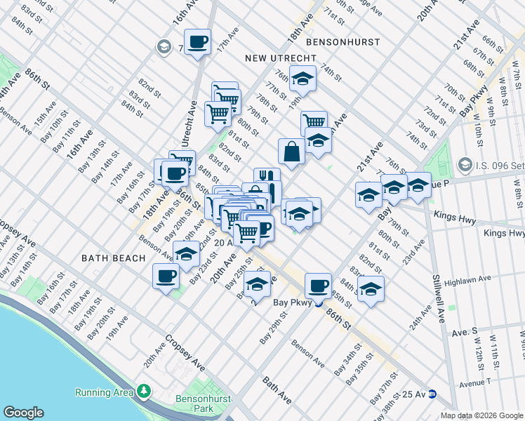map of restaurants, bars, coffee shops, grocery stores, and more near in Brooklyn