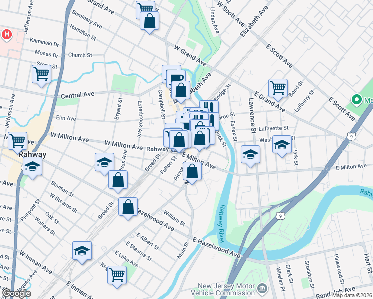 map of restaurants, bars, coffee shops, grocery stores, and more near in Rahway