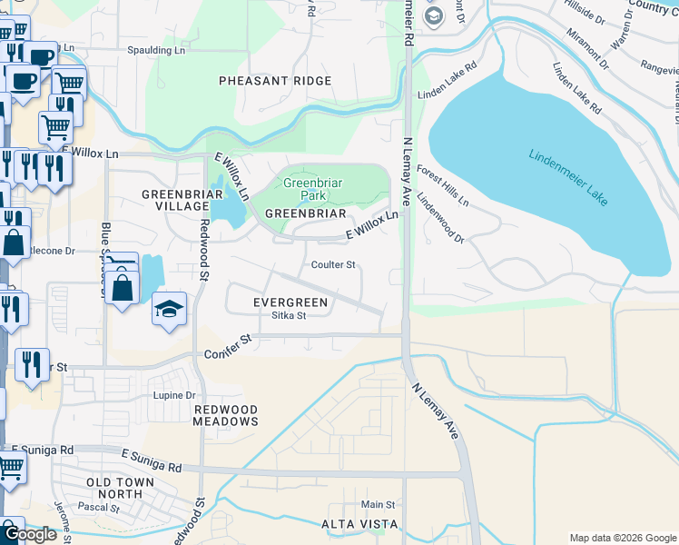 map of restaurants, bars, coffee shops, grocery stores, and more near 918 Coulter Street in Fort Collins
