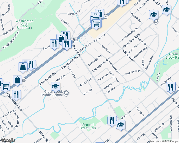 map of restaurants, bars, coffee shops, grocery stores, and more near 724 Greenbrook Road in North Plainfield