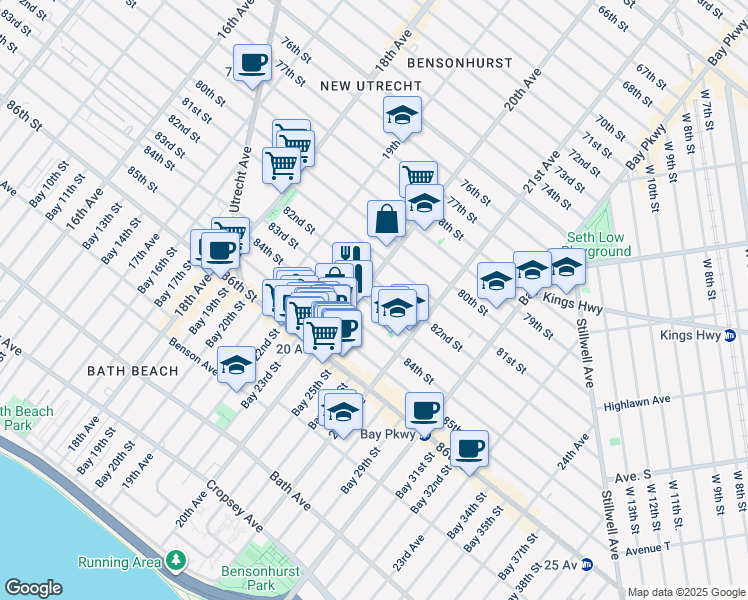map of restaurants, bars, coffee shops, grocery stores, and more near 2013 83rd Street in Brooklyn