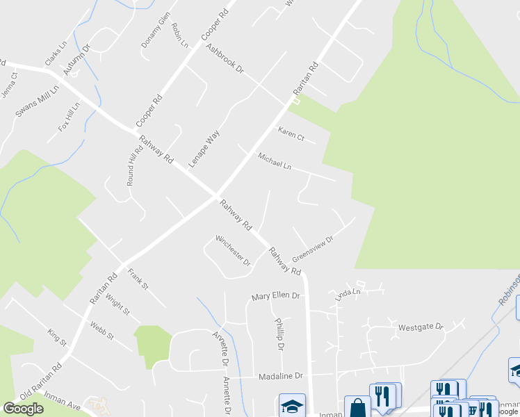map of restaurants, bars, coffee shops, grocery stores, and more near 5 Bonus Hill Road in Scotch Plains