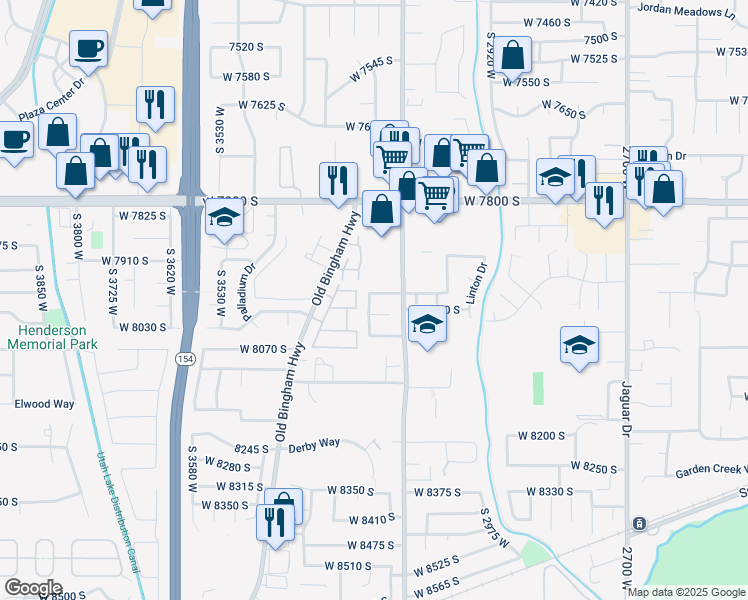 map of restaurants, bars, coffee shops, grocery stores, and more near 7987 South 3260 West in West Jordan