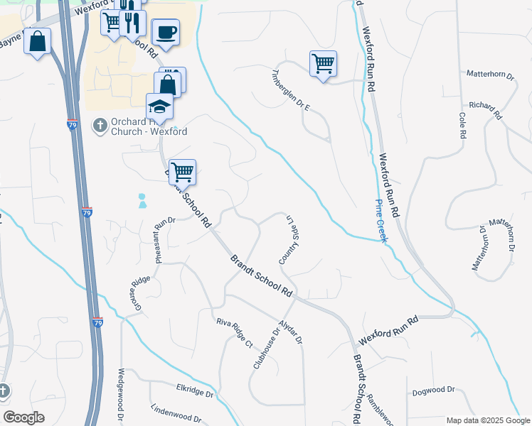 map of restaurants, bars, coffee shops, grocery stores, and more near 2556 Country Side Lane in Wexford